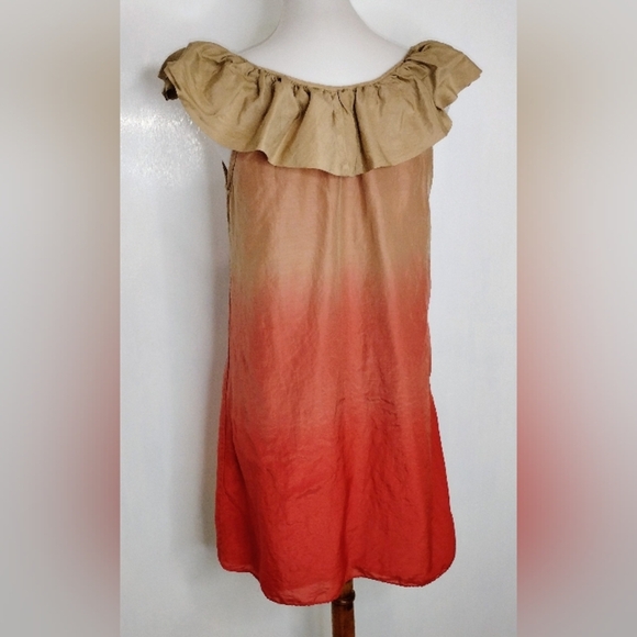 COTTON SILK BLEND OMBRE DRESS - Picture 1 of 6